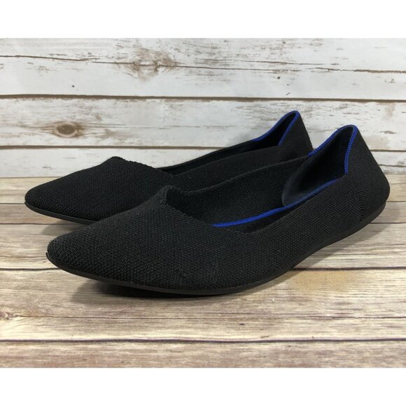 Rothy's The Point Ballet Pointed Flats Womens Size 10.5 Black Knit Slip On - Picture 1 of 11